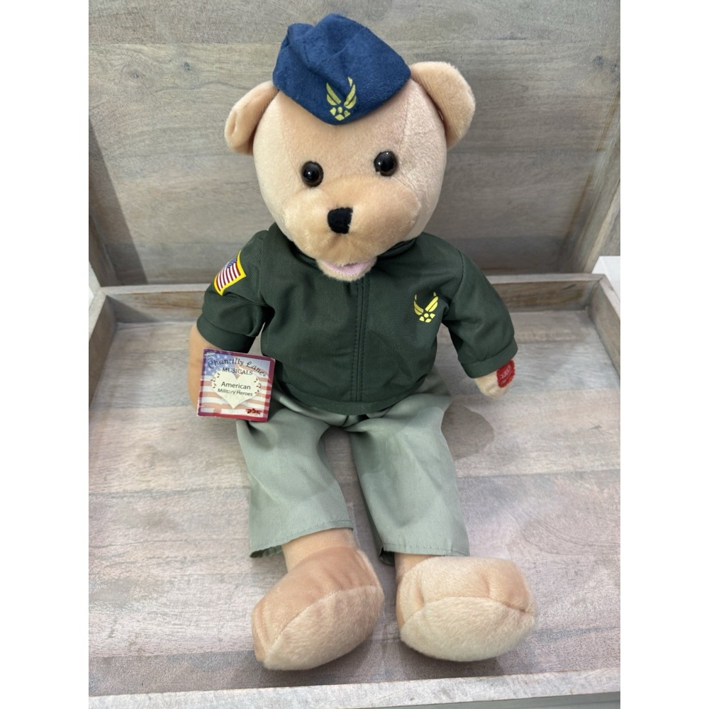 Chantilly Lane Air Force Military Musical Plush Bear Wild Blue Yonder With Tags